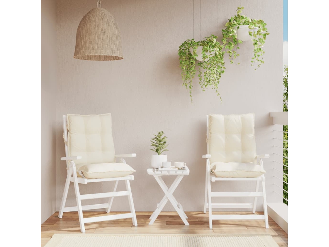 Cojines para silla con respaldo bajo, 2 unidades, tela Oxford color crema, Dkd Home Decor