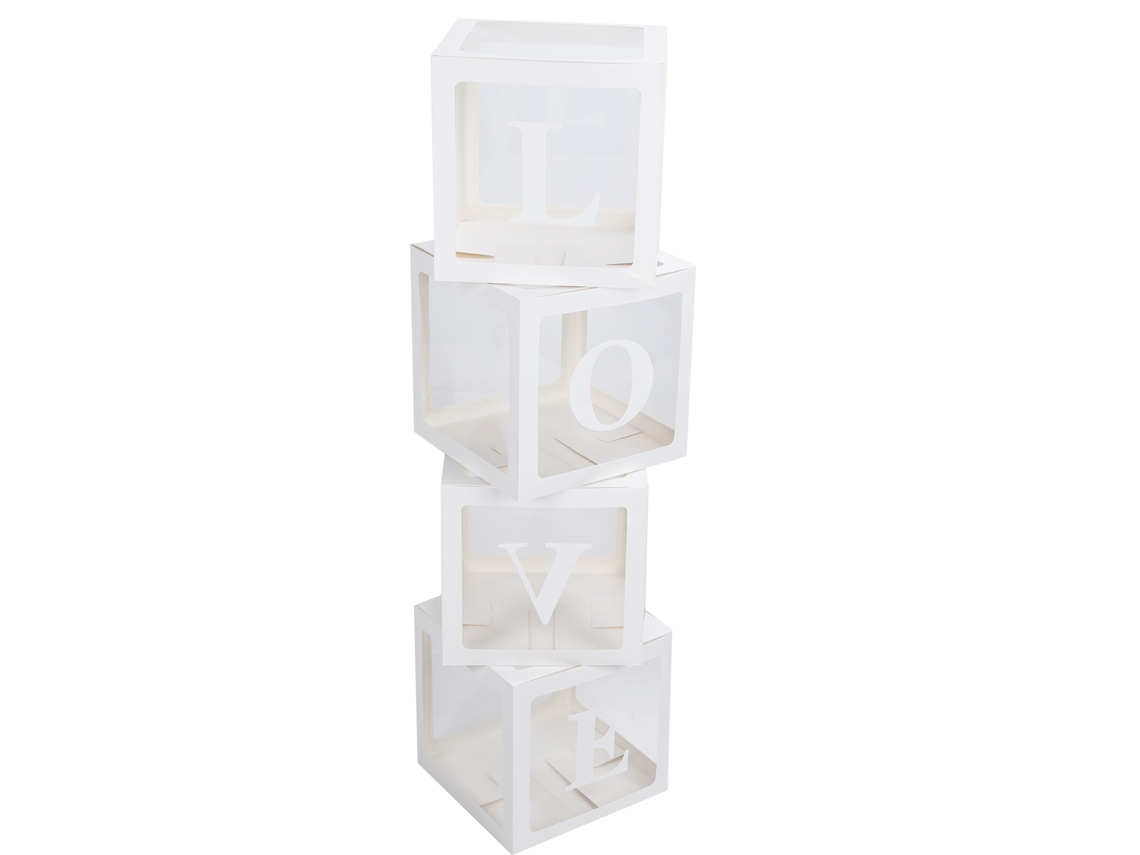 4 Cajas Transparentes Para Globos Con Letras Love Para Decoración Del Hogar O Fiestas