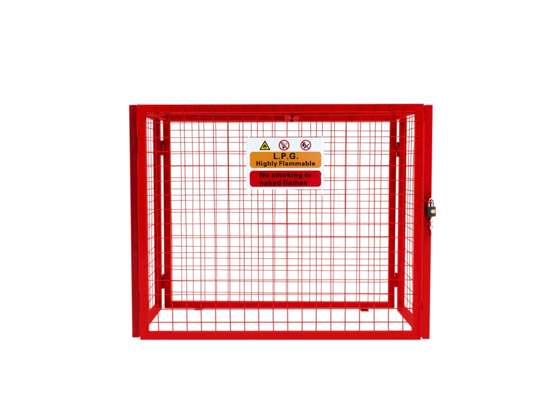 Portabombonas de gas plegable rojo Monstershop, 92 x 110 x 50 cm, capacidad para 3 bombonas, cerradura con 2 llaves