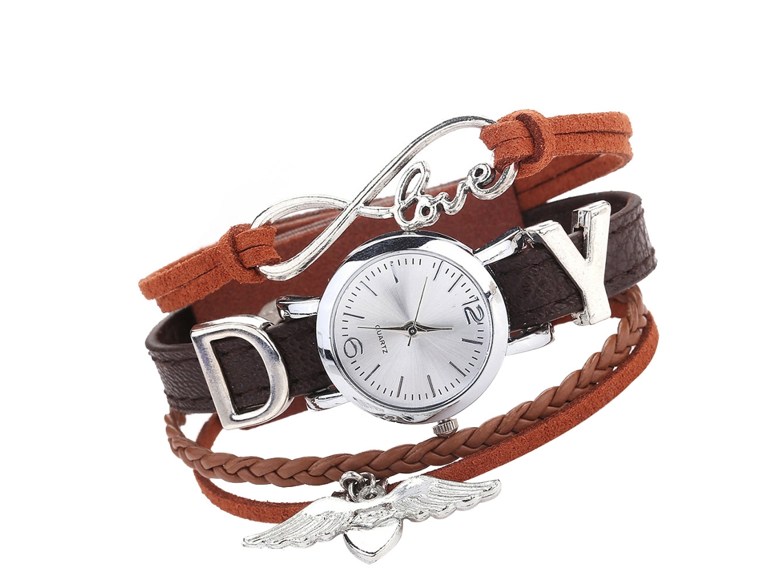 Reloj De Pulsera De Moda Para Mujer Con Correa De Piel Sintética Y Diseño De Corazón.