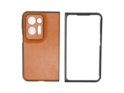 Capa Para Oppo Find N2 Capa Dobrável Listras Estilosa Proteção Completa Couro Sintético Marrom