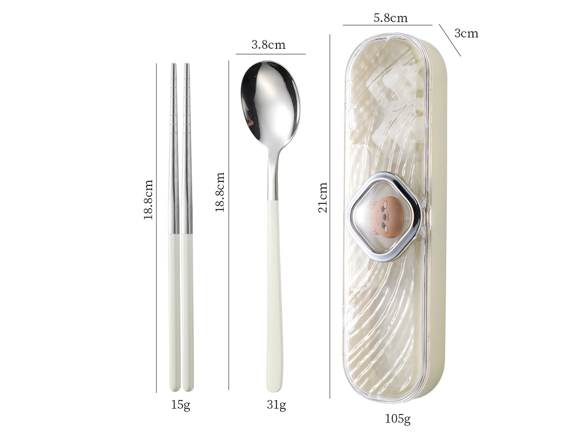 Juego de palillos y cucharas bañados en plata en acero inoxidable 304 MDUG