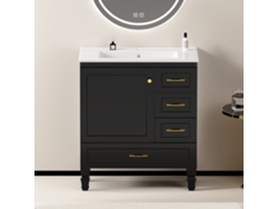 Móvel Casa Banho 76 Cm Com 1 Porta Soft-close E 3 Gavetas - Preto