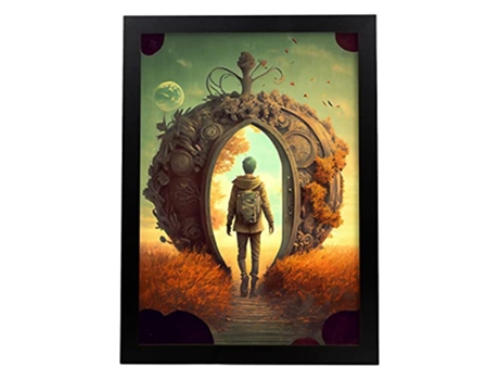 NACNIC Poster Portal De Otoño En Estilo Surrealismo Cinematográfico Ilustraciones Y Grabados De Historieta Abstracta Y Artística A4 Marcos Negros