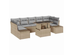 Maison Exclusive - Conjunto de sofás de jardín de 8 piezas en beige y gris claro