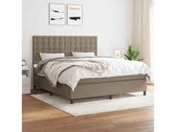 Cama Box Spring Con Colchón Tela Gris Taupe 180x200 Cm