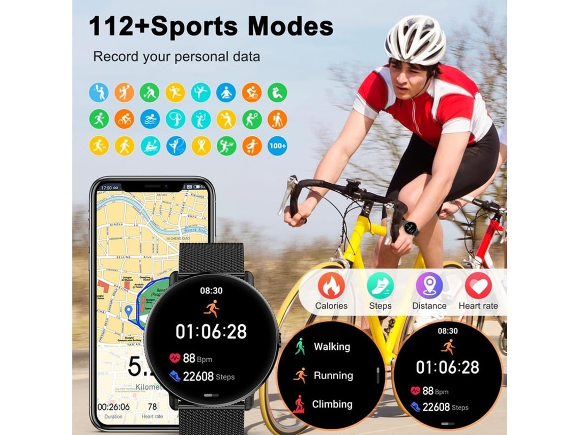 Reloj inteligente con pantalla táctil para mujer, función de llamada, pantalla grande de 1,43 pulgadas, Bluetooth 5.2, notificaciones de aplicaciones, Bestvite