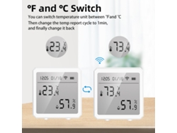 Sensor De Temperatura Y Humedad Tuya Wifi Bt Con Alarma Lcd, Compatible Con Alexa Home.
