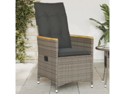 Silla de jardín reclinable gris con cojines DKD Home Decor