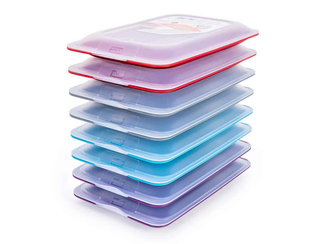 Lote De 8 Recipientes Porta Embutidos Y Alimentos. Colores Practic Tatay  Fresh (8.5 x 8.5 x 16.5 cm)
