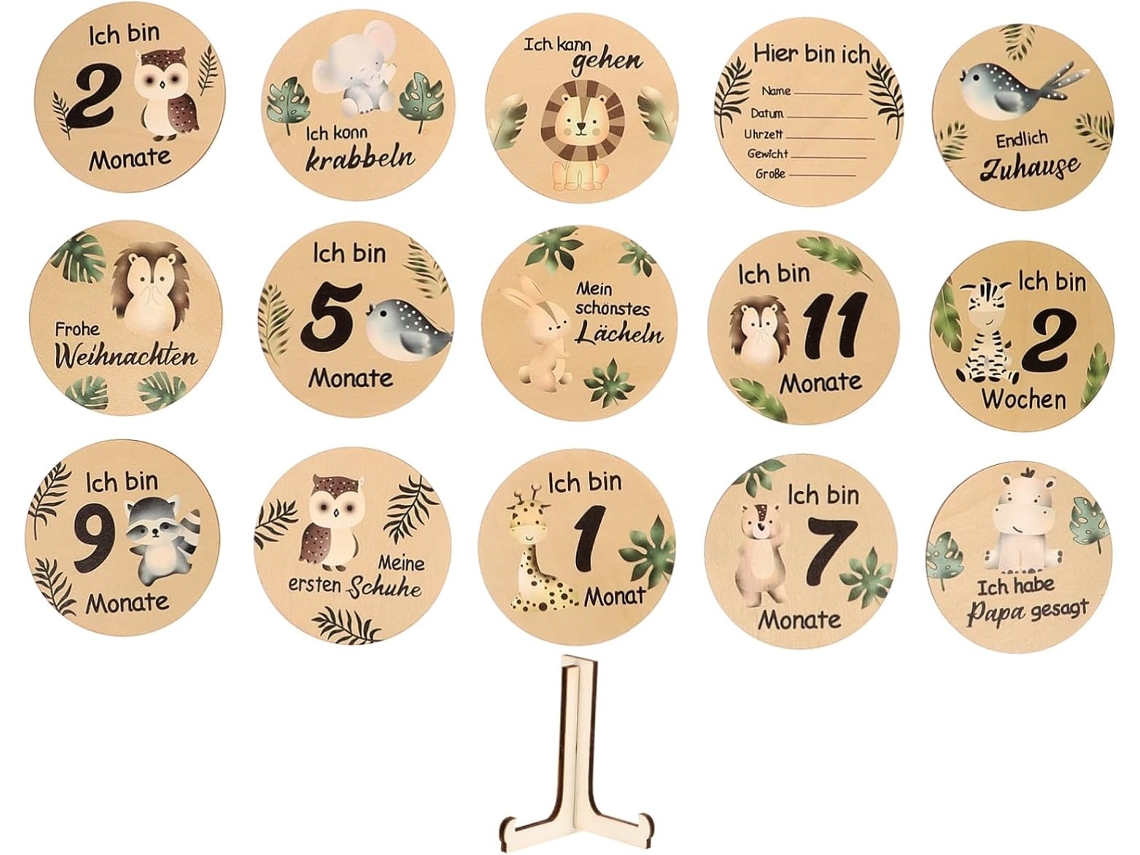 Tarjeta Mensual De Madera Para Hitos Del Año, Signo Zodiacal, Foto, Nombre, Niña, Niño, Peso, Recuerdos.