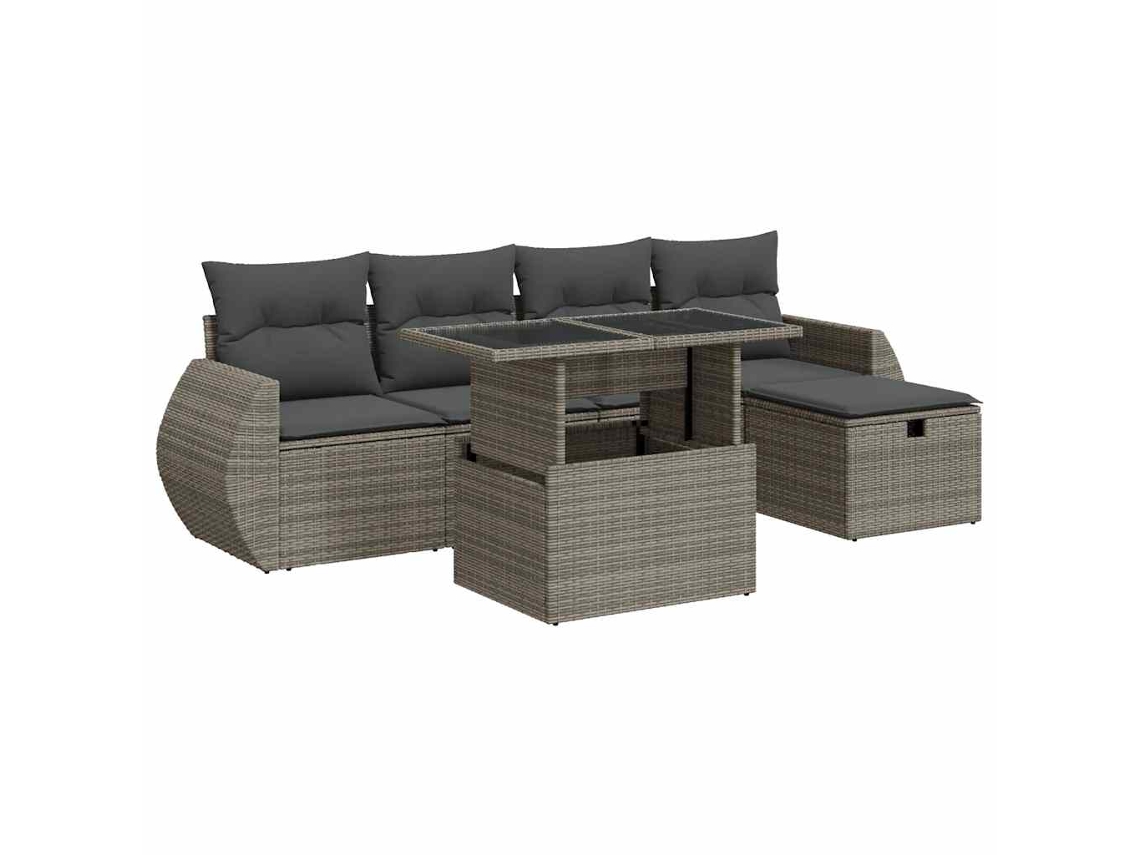 Maison Exclusive - Set De Muebles De Jardín 6 Pzas Y Cojines Ratán Sintético Gris