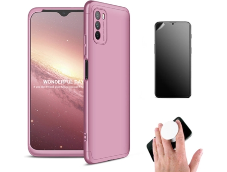 Kit Carcasa y Protector Xiaomi Redmi 9T Ultimatte Slim Armor 360º Popsocket Rosa