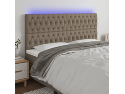 Cabecero Con Luces Led Tela Gris Taupe 200x7x118/128 Cm