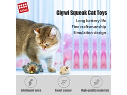 Brinquedo Interativo Para Gato Gigwi Rato Com Squeak Som Eletrônico Bateria Segura Material Durável