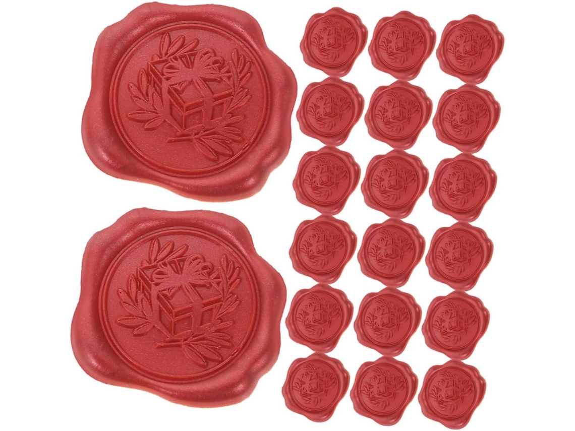 100 Pegatinas Adhesivas De Cera Para Sellar Cajas, Diseño De Caja, Color Rojo Oscuro.