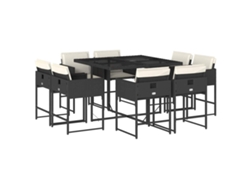 Maison Exclusive - Set De Comedor De Jardín 9 Pzas Y Cojines Ratán Sintético Negro