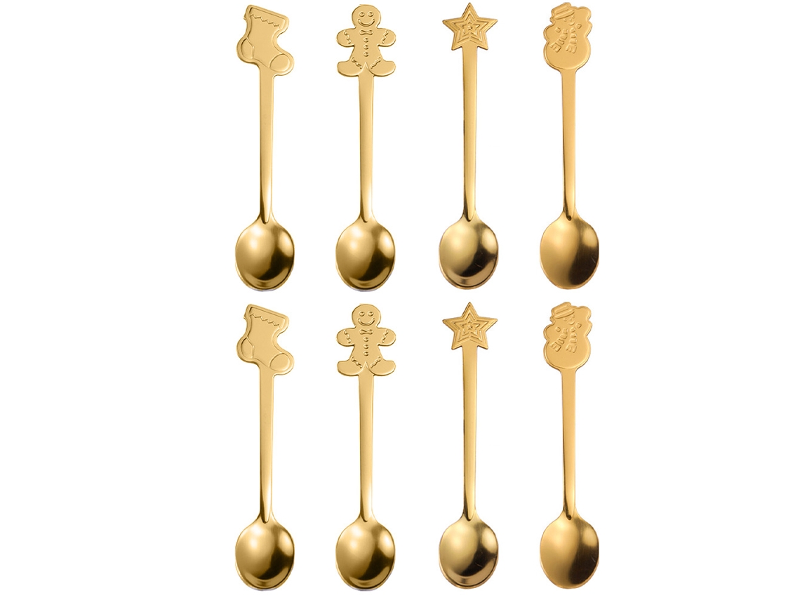 Juego creativo de 8 cucharas navideñas de acero inoxidable RNEMITERY