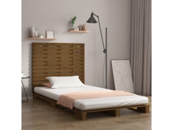 Cabecero Cama Pared Madera Maciza Pino Marrón Miel 141x3x91,5cm