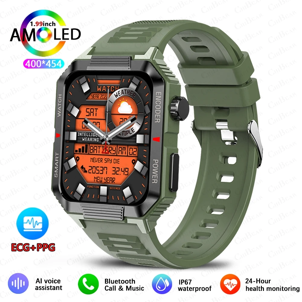 Reloj inteligente con NFC, GPS, Bluetooth y más de 120 funciones deportivas MDUG (correa de silicona verde)