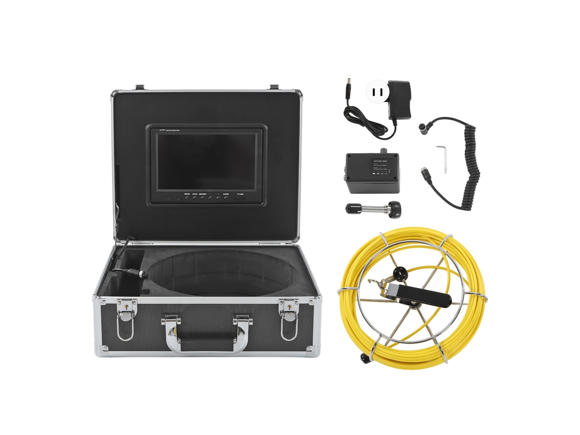 Cámara de inspección de alcantarillado Hy918d 1080p IP68 con pantalla de 9" y 15 m