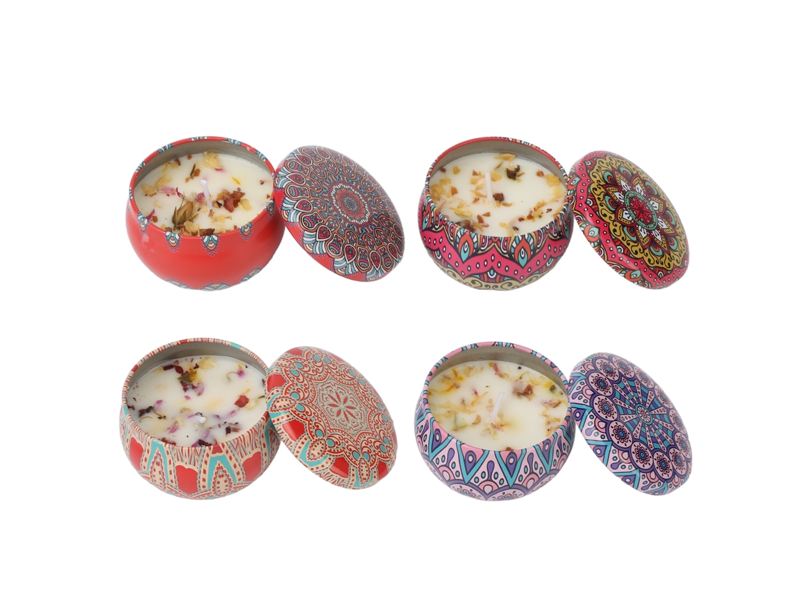4 Velas De Aromaterapia Con Flores Secas Y Aroma Duradero