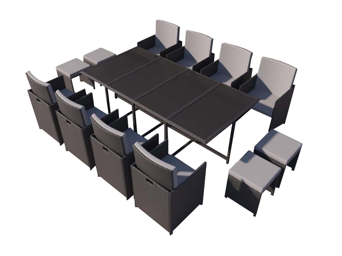 Conjunto de Jardín CONCEPT U Florida (Negro y Gris - Resina - 296x223x88 cm)