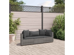 Conjunto de sofá de jardín de 3 piezas con cojines, ratán gris, DKD Home Decor