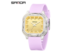 Reloj De Cuarzo Cuadrado (transparente Morado-amarillo), Sencillo Con Marcadores 3d, Versátil Para Estudiantes, Resistente Al Agua.