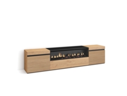 Mueble TV Televisión, 200x45x35cm, Para TV hasta 80, Chimenea eléctrica, Roble SKRAUT HOME