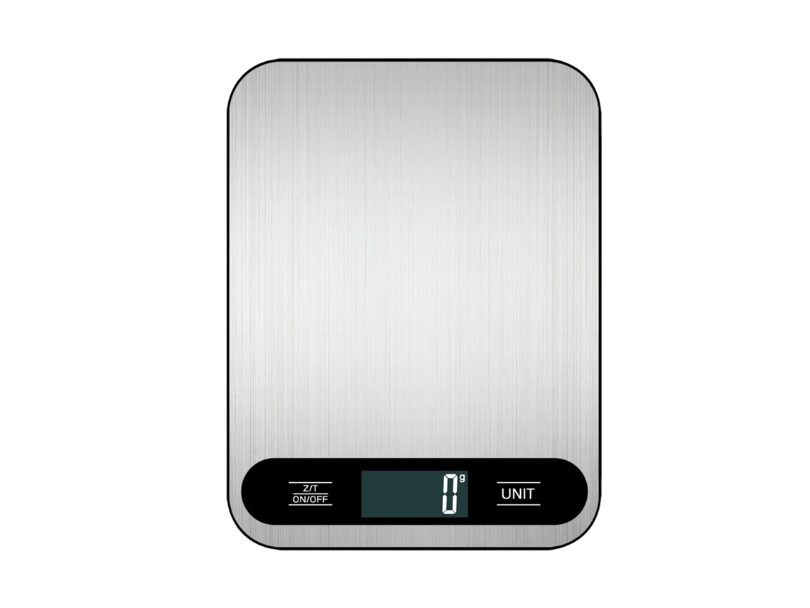 Balanza de cocina digital de 10 kg/1 g, acero inoxidable, pantalla LCD retroiluminada, 6 unidades de medida, función de tara ZYBLSSBB