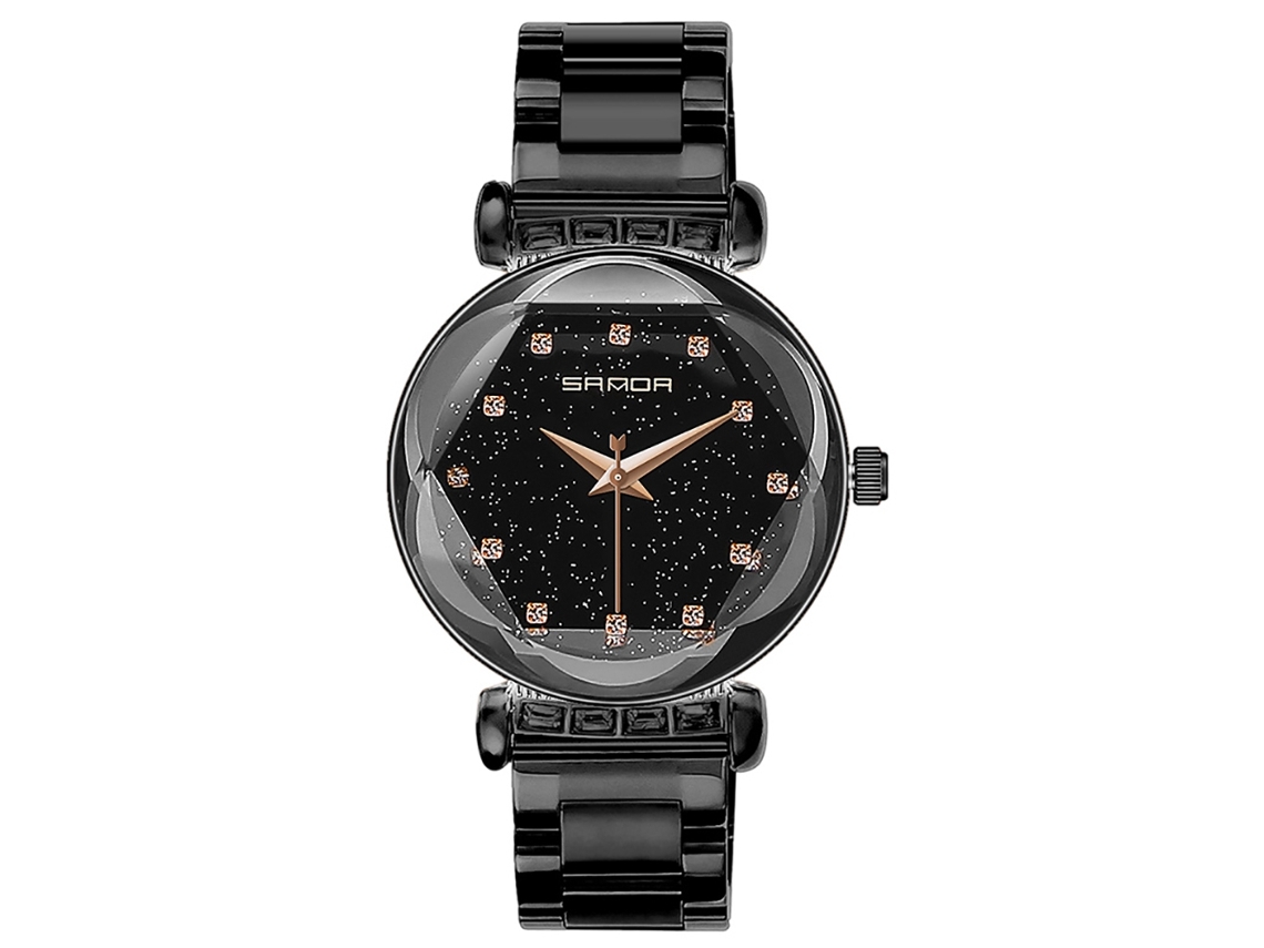 Reloj De Pulsera De Cuarzo Para Mujer Con Brazalete De Acero Inoxidable, Resistente Al Agua, A La Moda (negro)