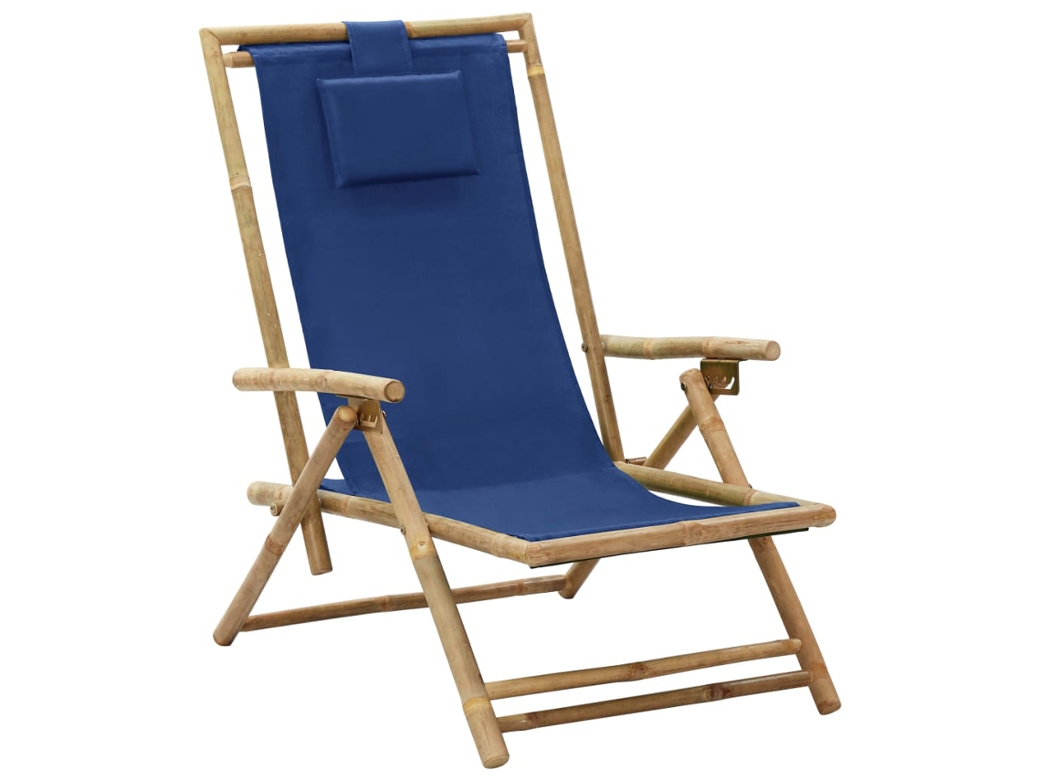Sillón reclinable de tela azul marino y bambú de DKD Home Decor
