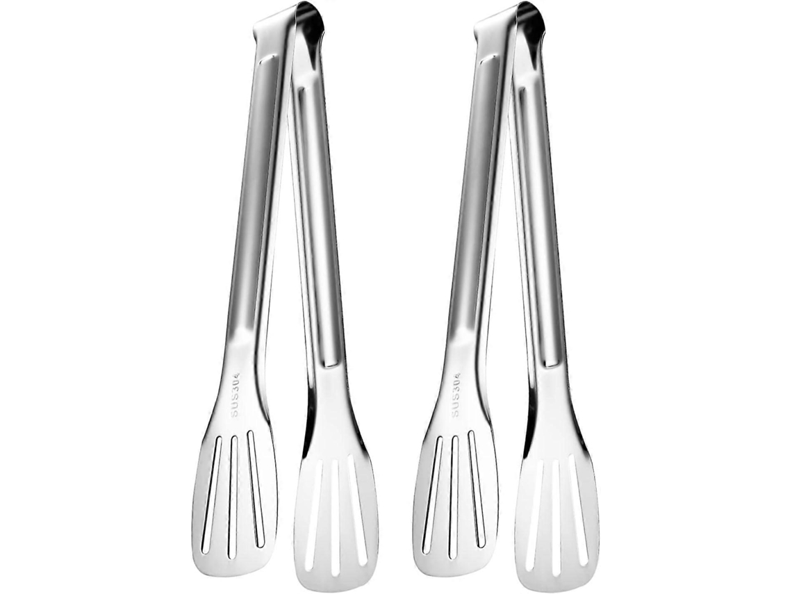 Pinzas de cocina, juego de 2 piezas en acero inoxidable 304, duraderas y resistentes, ideales para barbacoas y bufés.