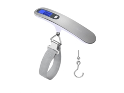 Báscula digital de 50 kg, báscula portátil para equipaje, diseño blanco, acero inoxidable, Tommy01