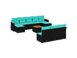 Maison Exclusive - Conjunto De Sofá De Jardín De 11 Piezas Con Cojines, De Poliratán Negro