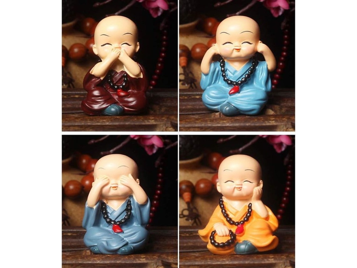 4 Figuras De Buda, Pequeños Monjes, Paneles Decorativos Para Coche, Mesa, Hogar, Oficina, Regalo De Cumpleaños