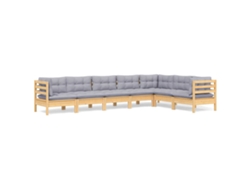 Juego de 7 sillones de jardín con cojines de pino macizo gris MAISON EXCLUSIVE