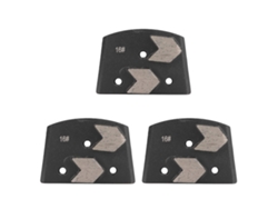 3 Almohadillas De Lijado De Diamante Trapezoidales Negras Con 2 Dientes En Forma De Flecha Para Pulir Suelos De Hormigón, Grano 16.