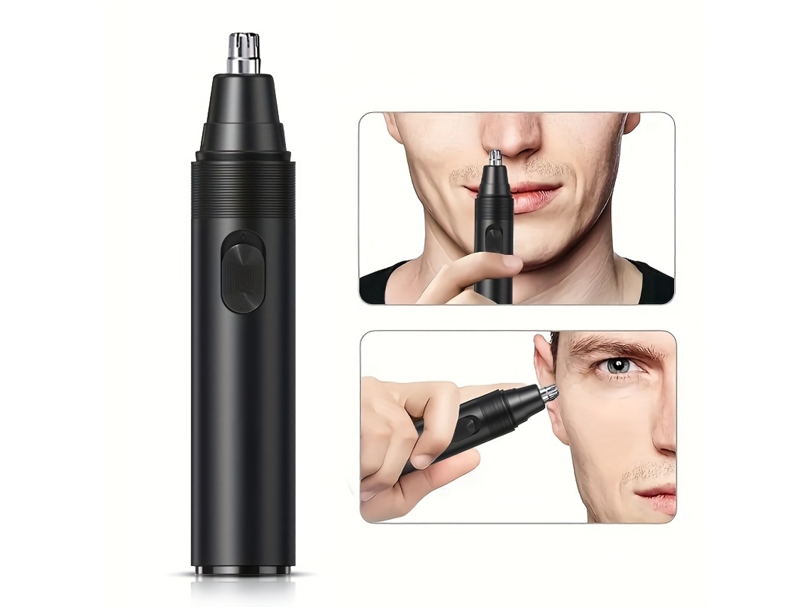 Aparador De Pelos Do Nariz Profissional E Indolor (1 Unidade), Unissexo, Remove Pelos Do Nariz E Das Orelhas - Preto