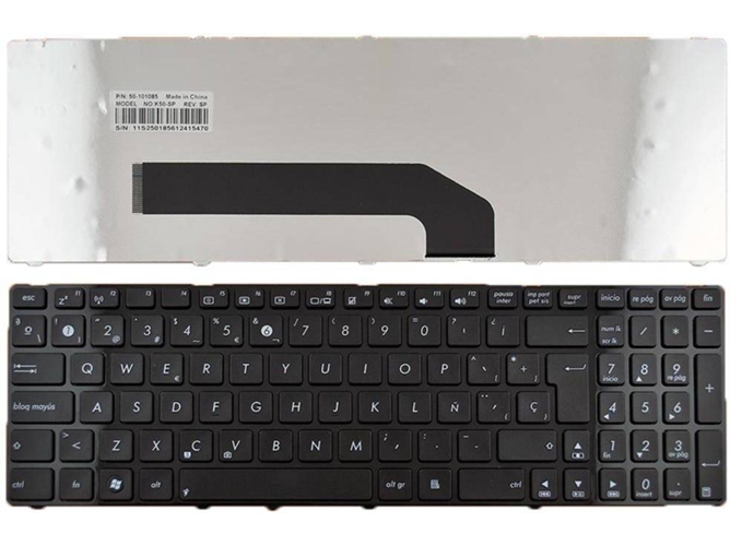 Teclado para Portátil Asus K50 con Marco Negro Brillo