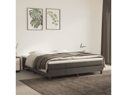 Cama box spring con colchón terciopelo gris oscuro 180x200 cm
