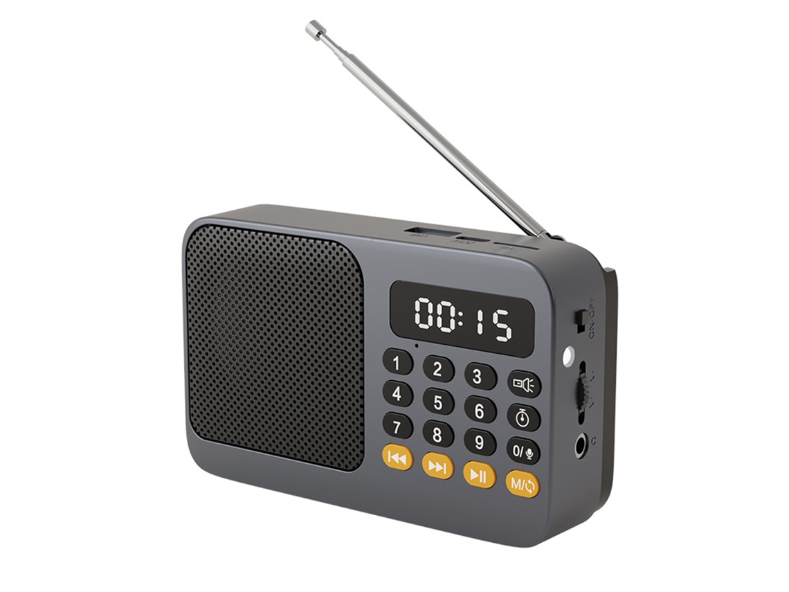 (negro) Radio Fm Portátil Con Linterna Y Función Recargable