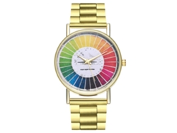 Reloj De Cuarzo Para Mujer Con Esfera Colorida Y Elegante Brazalete De Acero Inoxidable.