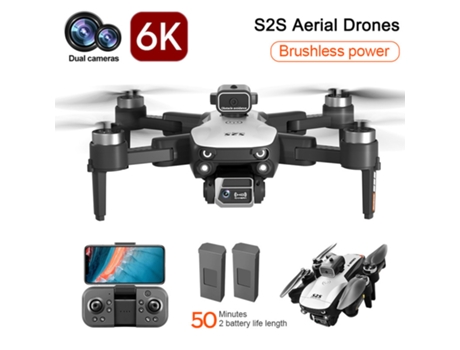 S2S Mini Drone con cámara dual 6K, cuadricóptero plegable sin escobillas (2 batería - Duración de la batería: 25 min - Blanco) YIZHOOD
