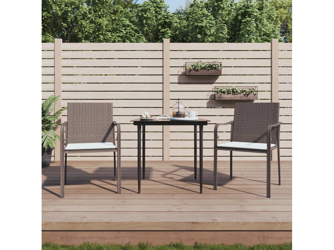 Sillas de jardín con cojines (2 unidades, 56 x 59 x 84 cm, mimbre marrón, PE, DKD Home Decor)