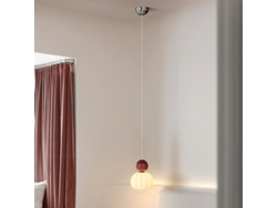 Lámpara Colgante Color Crema Con Una Sola Bombilla, Lámpara Colgante Pequeña De Cristal Nórdico, Lámpara Colgante Led De Resina (rojo Oscuro).