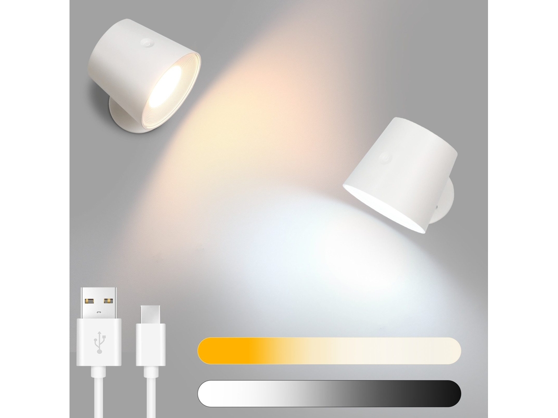 Lámpara de pared interior con jaula de metal, 2 unidades, ajustable 360°, moderna, de metal, diseño blanco Nettlife