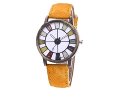 Reloj De Muñeca Casual Trendy Unisex Con Correa De Mezclilla De Cuarzo Zhoulianfa (amarillo)