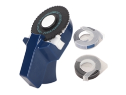 Marcador de etiquetas manual sin tinta, portátil, diseño ergonómico, azul oscuro para manualidades.